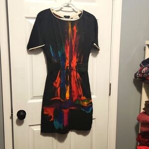 Beige by Eci dress Women's size 2. Colorful abstract drip print